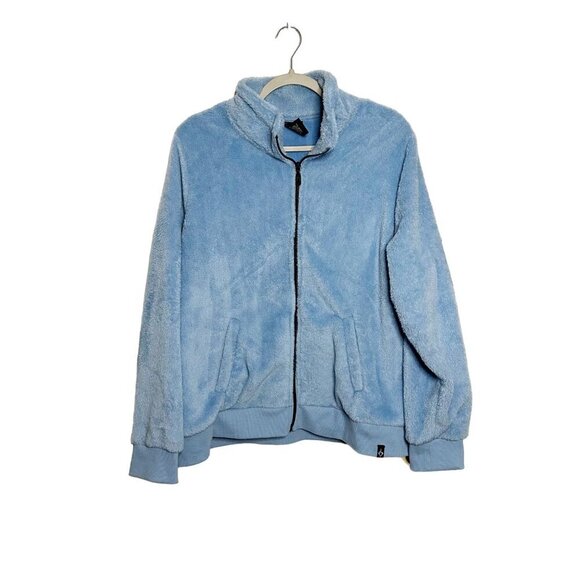 Torrid Faux Fur Active Bomber Jacket Happy Camper Blue Women's Plus Size 1X - Picture 2 of 8